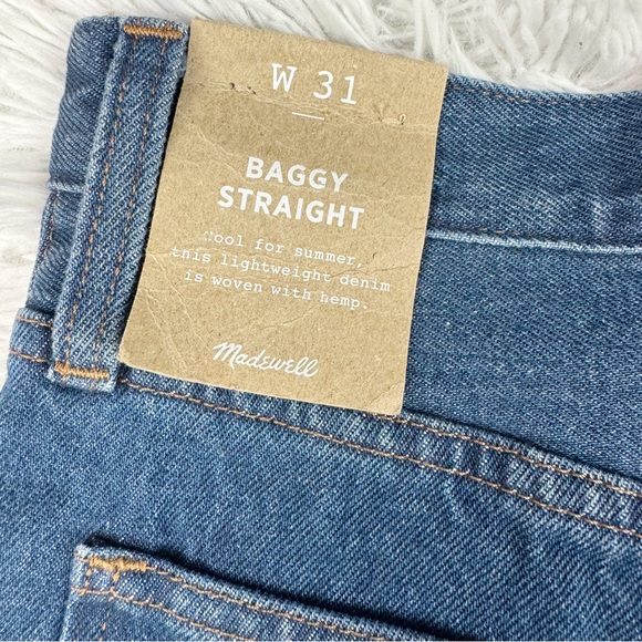 Madewell Baggy Straight Jeans in Dark Worn Indigo Wash high waisted relaxed fit - Picture 12 of 13